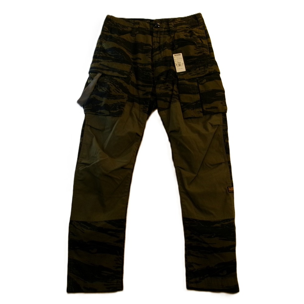 G-Star RAW Mens 28/30 3D Regular Tapered Cargo Shadow Olive Tiger Camo Ripstop